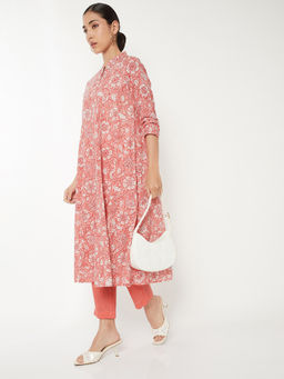 max - Pink Floral Cotton Slub Regular Kurta and Pant