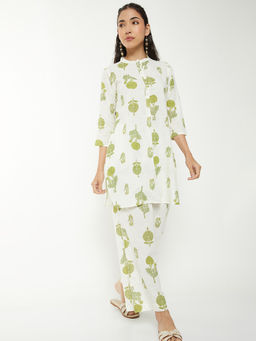 max - Green Floral Cotton Regular Kurta and Pant