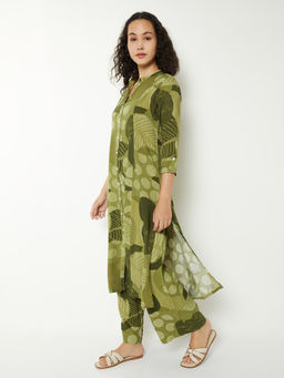 max - Green Printed Viscose Regular Kurta and Palazzo