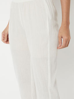 max - Off White Self Design Cotton Regular Kurta and Pant