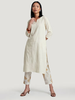 max - White Woven Cotton Regular Kurta and Pant
