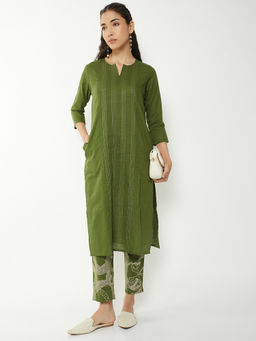 max - Green Embroidered Cotton Regular Kurta and Pant