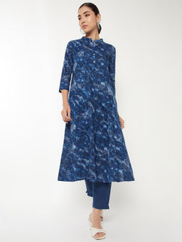 max - Blue Printed Cotton Regular Kurta and Pant