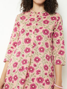 max - Pink Floral Cotton Regular Kurta and Pant