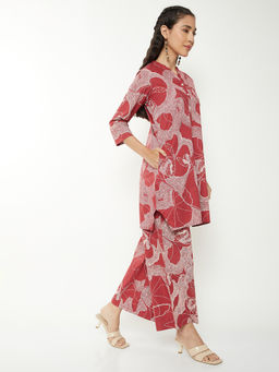 max - Red Printed Cotton Regular Kurta and Pant