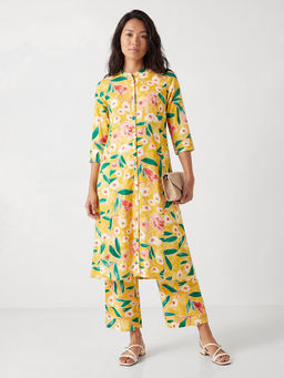 max - Yellow Floral Rayon Regular Kurta and Pant
