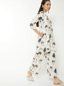 max - Beige Floral Rayon Regular Kurta and Pant