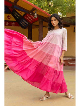 TERHA TAALI - Pink Ombre Cotton Relaxed Dress