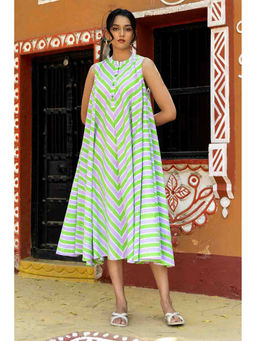TERHA TAALI - Multi-Color Stripes Cotton Regular Dress