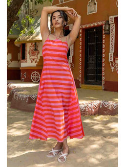 TERHA TAALI - Red Stripes Cotton Regular Dress