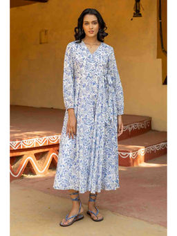 TERHA TAALI - White Floral Cotton Flared Dress