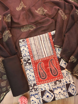 DESI SANDOOK - Black Paisley Pure Cotton Unstitched Kurta and Bottom with Dupatta