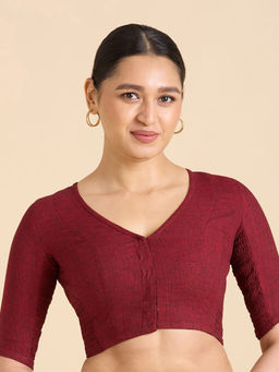 Studio Shringaar - Maroon Solid Cotton Regular Stitched Blouse