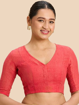 Studio Shringaar - Pink Solid Cotton Regular Stitched Blouse