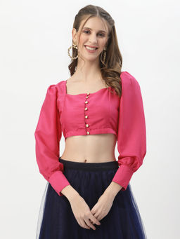 Studio Rasa - Pink Solid Chroma Regular Stitched Blouse