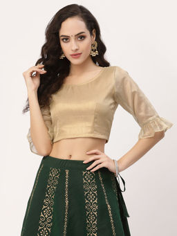 Studio Rasa - Gold Solid Tissue Regular Stitched Blouse