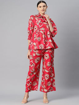 Readiprint - Frock Style Cotton Fabric Red Co-Ord (Set of 2)