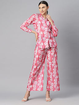 Readiprint - Shirt Style Cotton Fabric Red Co-Ord (Set of 2)