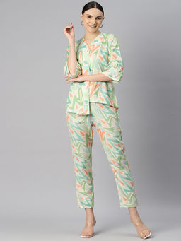 Readiprint - Shirt Style Cotton Fabric Green Co-Ord (Set of 2)