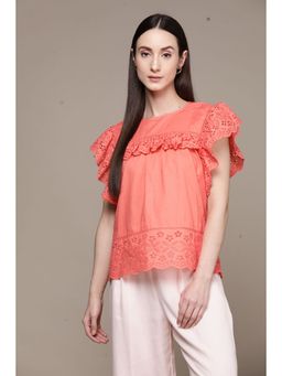 Label Ritu Kumar - Coral Solid Top