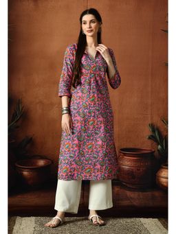 Gahan - Women Multicolor Floral Printed Straight Kurta