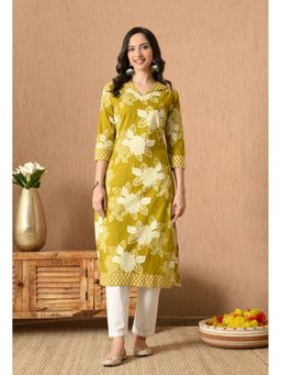 Gahan - Women Green Floral Printed Straight Kurta