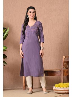 Gahan - Women Purple Embroidered Kurta