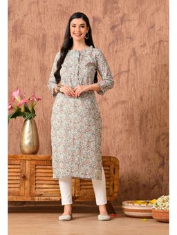 Gahan - Women Grey Floral Printed Straight Kurta