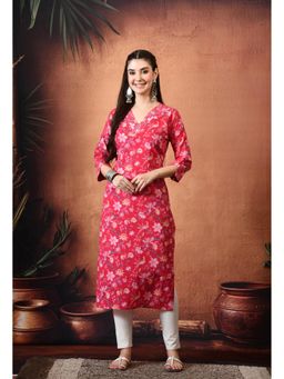Gahan - Women Pink Floral Printed Straight Kurta