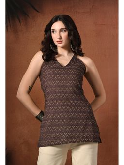 Gahan - Women Brown Floral Printed Sleeveless Tunic