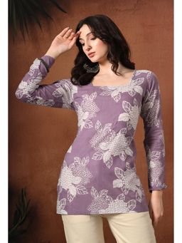 Gahan - Women Purple Floral Printed Long Sleeve Tunic