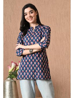 Gahan - Women Blue Ethnic Motif Printed Tunic