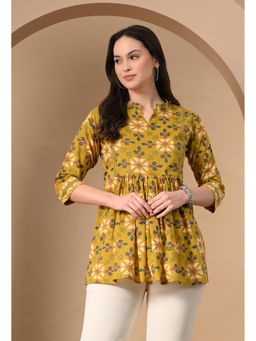 Gahan - Women Mustard Floral Printed Flared Tunic