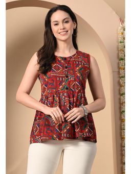 Gahan - Women Multi-Color Abstract Printed Sleeveless Tunic