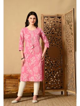 Gahan - Women Pink Floral Printed Straight Kurta