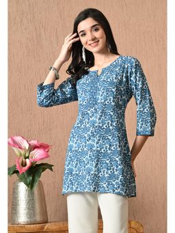 Gahan - Women Blue Floral Printed Straight Kurti