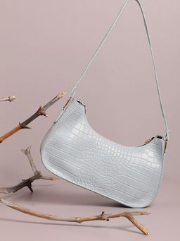 Haute Sauce - Light Blue Textured Vegan Leather Shoulder Bag