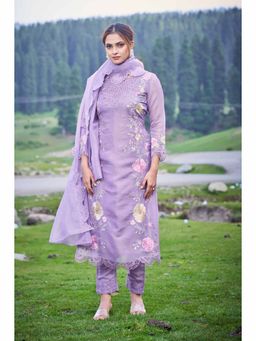 Autumnlane - Adrika Lavender Embroidered Kurta with Pant and Dupatta (Set of 3)
