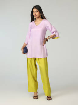 Gajra Gang - Purple Shantoon Embellished Kurta with Farshi Salwar Kitsch Bazaar