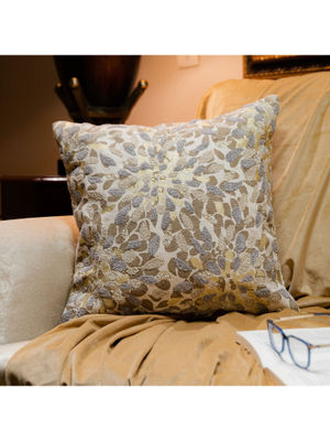 Beige - Hand Batik Printed Cotton Cushion Cover (18 x 18 in)