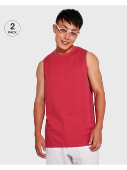 Bewakoof - Pack of 2 Men's Red Deep Armhole Oversized Vest