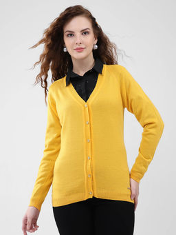 Monte Carlo - Women Yellow Solid Cardigan
