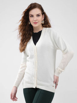 Monte Carlo - Women Cream Solid Cardigan