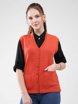 Monte Carlo - Women Orange Solid Cardigan