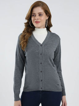 Monte Carlo - Women Grey Solid Cardigan