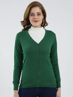 Monte Carlo - Women Green Solid Cardigan