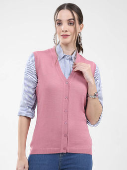 Monte Carlo - Women Pink Solid Cardigan