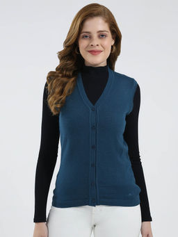 Monte Carlo - Women Teal Solid Cardigan