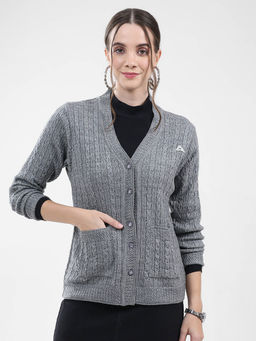 Monte Carlo - Women Grey Self Design Cardigan