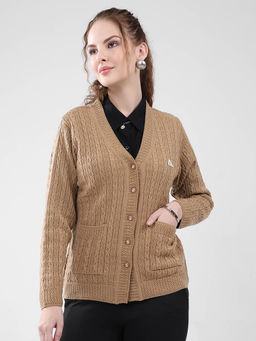Monte Carlo - Women Brown Textured Cardigan